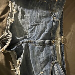 Distressed Blue Denim Shorts